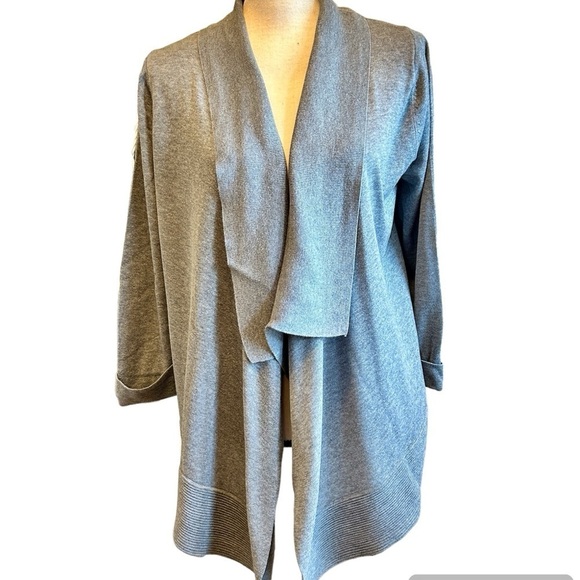 GAP Cardigan Heather Gray Open Front Waterfall size Medium - Picture 1 of 16